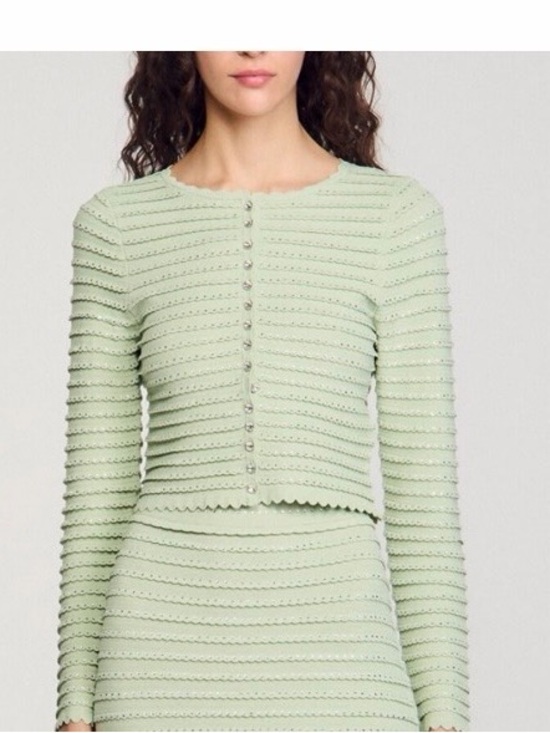 Sandro Sweaters - SANDRO Mint Textured Knit Button-Front Cardigan
